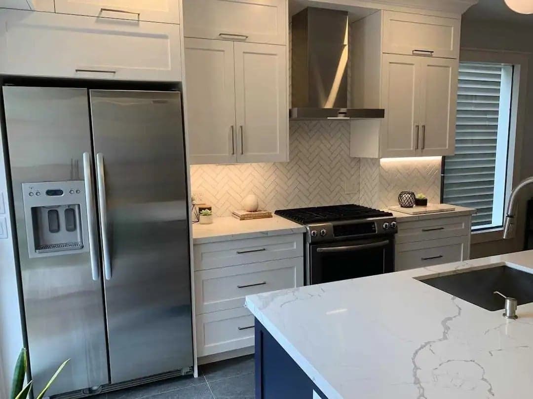 Custom kitchen design with modern fixtures and ample storage